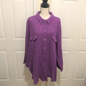 Only Necessities Purple Shirt Button Down Front